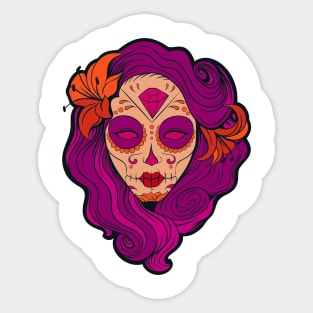 Pink hair Pin-up goth girl graphic design Sticker